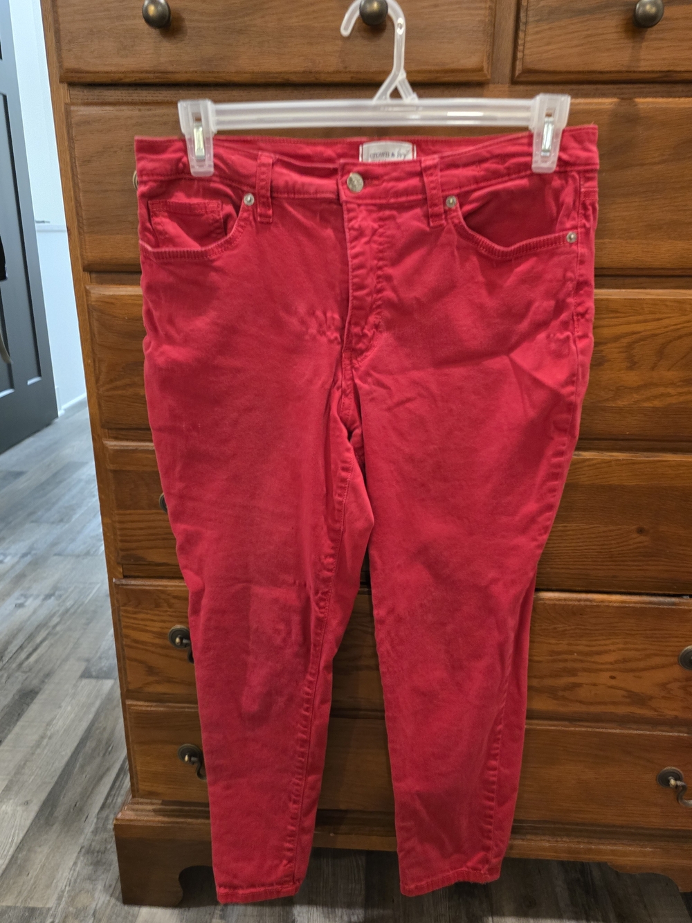 Crown & Ivy Red Skinny Jeans, Size 14P, Cropped